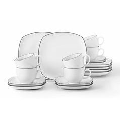 Coffee set 18 pcs. square, Lido Black Line, Seltmann Porcelain