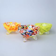 Three-Legged Bowl – solid glass, 13 cm (random decor selection), GlasStar Bohemia Glass