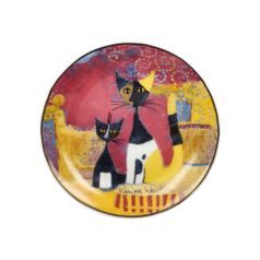 Miniature plate R. Wachtmeister - I gatti festeggiano, 10 / 10 / 1 cm, Fine Bone China, Cats Goebel