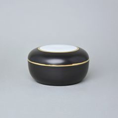 Jar Round 13,7 x 7,5 cm, Black + Platinum, Royal Dux Bohemia Porcelain