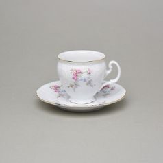 Cup and saucer coffee 150 ml / 15 cm, Thun 1794, karlovarský porcelán, BERNADOTTE climbing rose + gold