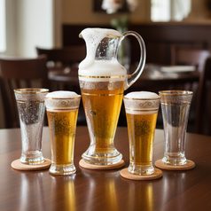 Beer set for 6 pers., Gld-platinum decor, Balvínglass