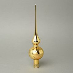 Vánoční skleněná ozdoba špička na stromeček 26 cm - ZLATÁ lesklá - šneci, česká ruční práce