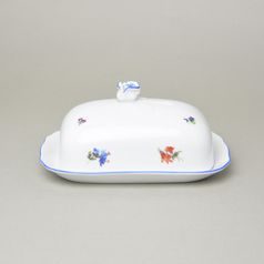 Máslenka hranatá velká - komplet dvoudílná 0,250 kg, házenka s modrou linkou, Český porcelán a.s.