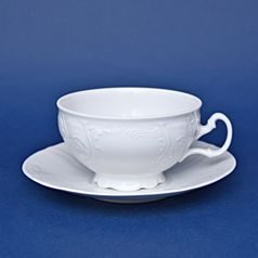 Tea cup and saucer 275 ml / 18 cm, Thun 1794 Carlsbad porcelain, BERNADOTTE white