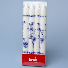 Set of 4 candles 23,5 cm with Blue onion decor, KRAB Brno