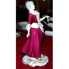 Lady Rococo 12 x 7 x 25 cm, purpur, Porcelain Figures Duchcov