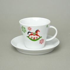 Cup 240 ml + saucer 15,5 cm, Christmas - rocking horse, Thun 1794, karlovarský porcelán