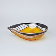 Studio Miracle: Bowl DROP Yellow-Orange, 25,5 x 21,5 cm, Hand-decorated by Vlasta Voborníková
