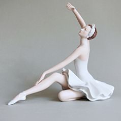 Ballet Dancer I. - White Dress, 26,5 x 14 x 22,5 cm, Natur + Gold, Porcelain Figures Duchcov