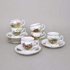 Šálek a podšálek Espresso 75 ml / 12 cm, 6 ks., Thun 1794, karlovarský porcelán, BERNADOTTE myslivecká