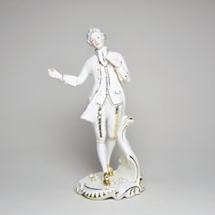 Gentleman Rococo 12 x 7 x 25 cm, White + Gold, Porcelain Figures Duchcov