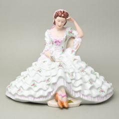 Dáma s knihou, velká 22,5 x 32,5 x 26,5 cm, házenka, Porcelánové figurky Duchcov