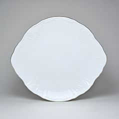 Cake plate 27 cm, Thun 1794 Carlsbad porcelain, BERNADOTTE gold line