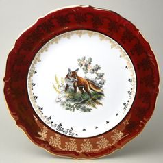 Dish round flat 32 cm (club plate), hunting - ruby, QueensCrown porcelain
