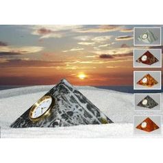 Clock Pyramida, red marble, White  plus  Print, Clocks