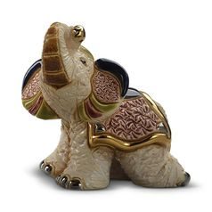 De Rosa - White Indian Elephant, 7 x 5 x 8 cm, Ceramic Figure, De Rosa Montevideo