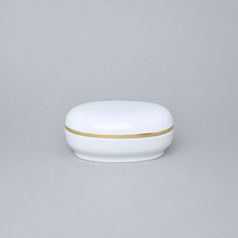 Dóza ovalná 12 x 8 cm, Bílá + Zlato, Porcelán Duchcov