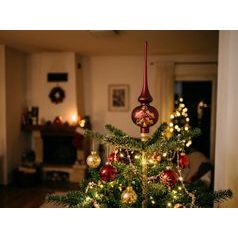 Vánoční skleněná špice, 27cm, BORDÓ, České ozdoby MIJA