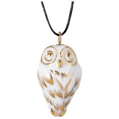 Owl full relief gold 3,4 cm, Meissen porcelain