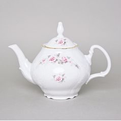 Gold line: Tea pot 1,2 l, Thun 1794 Carlsbad porcelain, BERNADOTTE roses