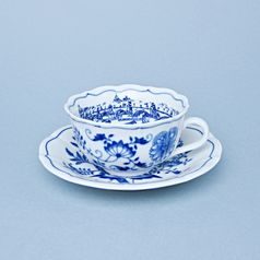 Cup + saucer tea Prague Charles Bridge 200 ml / 15,5 cm tea, 1 pcs., Original Blue Onion pattern