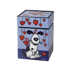 Dóza na čaj Love Dog 7,5 / 7,5 / 11 cm, kov, Ed Heck, Goebel