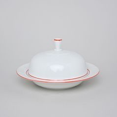 70477: Butter dish, Thun 1794, karlovarský porcelán, NATALIE, Red line