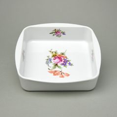 Baking bowl square 17 x 4,9 cm, Thun 1794, karlovarský porcelán, meissen rose