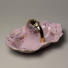 Košík 18 cm, Adélka 163, Růžový porcelán z Chodova