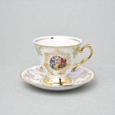 Cup coffee 170 ml + saucer 16 cm, The Three Graces + gold, Carlsbad porcelain
