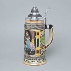 Tankard / pitcher 0,9 l w/ tin lid, Pub decoration, Ceramics BM+MM Holýšov