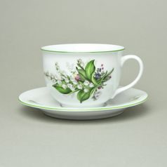Cup Olga breakfast 400 ml + saucer 19 cm, Lily of the valley, Český porcelán a.s.