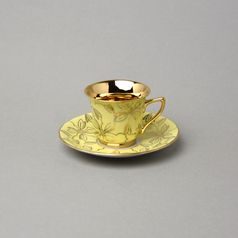 Šálek 100 ml a podšálek 115 mm na espresso, Žlutý - motýli, Leander 1907 Loučky