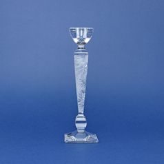 Crystal Hand Cut Candlestick OLYMPIA - Thistle decor, 250 mm, Crystal Bohemia Poděbrady