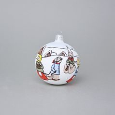 Christmas Tree Decoration Ball "Czech Winter 1918", 7,5 cm, Decor n. 2, Hand-decorated