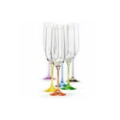 Viola 190 ml Rainbow - colour set, Champagne glass, 6 pcs., Crystalex