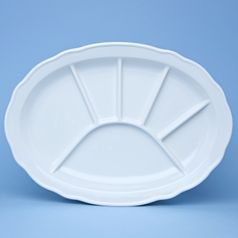 Talíř dělený 34,8 x 25 cm (např. na sushi), Bílý porcelán, Český porcelán a.s.