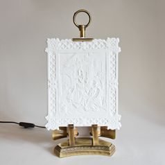 Lampa 42 cm, stínítko - rodina 26 cm, Porcelánové figurky Gläserne Porzellanmanufaktur