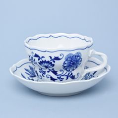 Cup plus saucer D plus D 0,40 l / 18,2 cm, Original Blue Onion Pattern