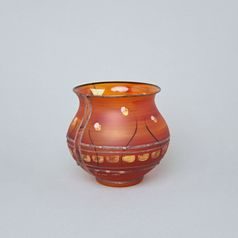 Studio Miracle: Vase red-orange, 11,5 cm, Hand-decorated by Vlasta Voborníková