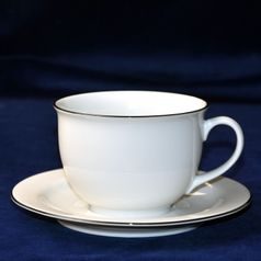 Olga: Cup breakfast 400 ml plus saucer 19 cm with black line, Cesky porcelan a.s.