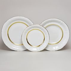 Plate set for 6 persons, Sonata, gold braid, Leander 1907