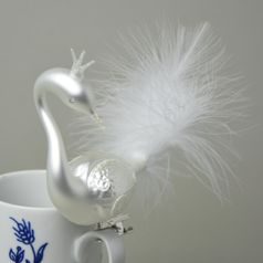 Christmas decoration silver Swan 10 cm, glass, ozdoby DUV
