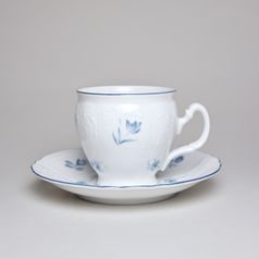 Coffee cup and saucer 220 ml / 16 cm, Thun 1794 Carlsbad porcelain, BERNADOTTE blue flower