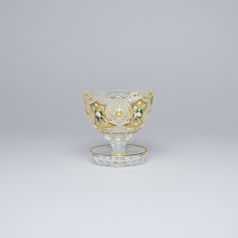 Cut Crystal Bowl on stand, 8 cm, Gold + Enamel, Jahami Bohemia