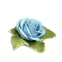 Květ růže na stůl - tyrkysový 7 x 7 x 4 cm, Porcelánové figurky Unterweissbacher