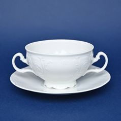 Soup cup and saucer 275 ml / 18 cm, Thun 1794 Carlsbad porcelain, BERNADOTTE white