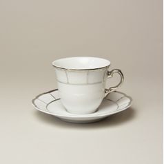 Cup coffee 130 ml and saucer 135 mm, Thun 1794 Carlsbad porcelain, MENUET platina