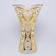Křišťálová váza broušená, 250 mm, zlato + smalt, Jahami Bohemia